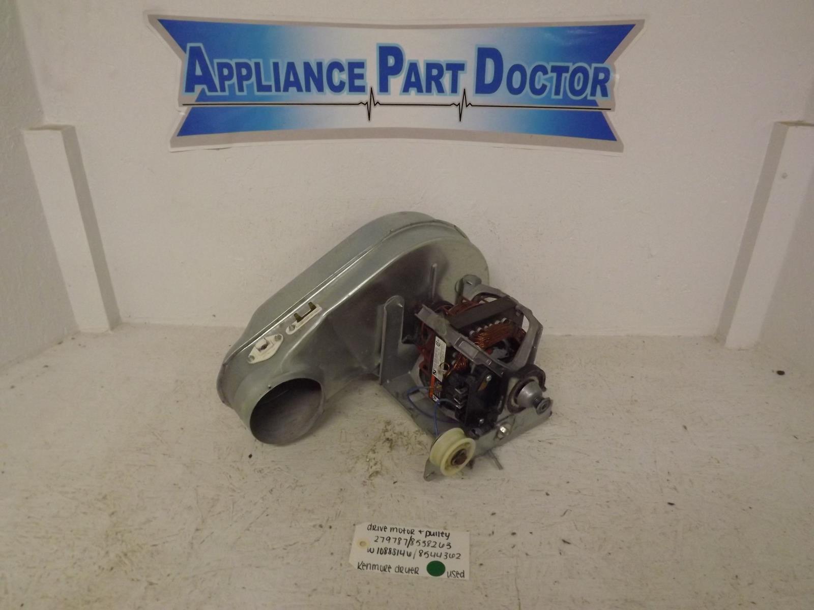 Kenmore Dryer 279787 8538263 W10888146 8544362 Drive Motor & Pulley Used Kenmore Dryer 279787 8538263 W10888146 8544362 Drive Motor & Pulley Used